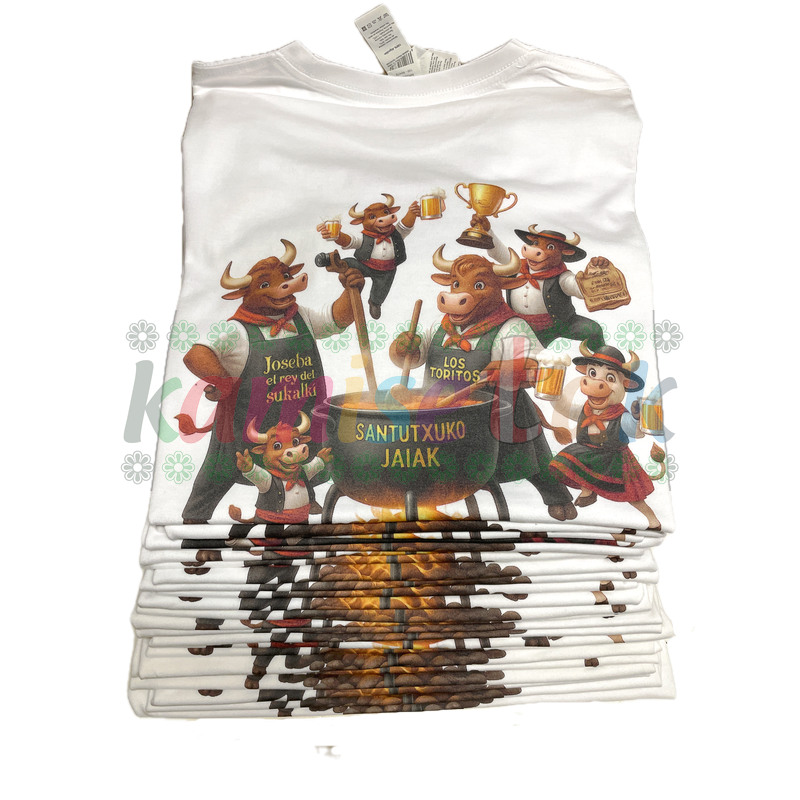 BLANCAS. CUADRILLAS DE FIESTAS: EJEMPLOS  de camisetas personalizadas BLANCAS.