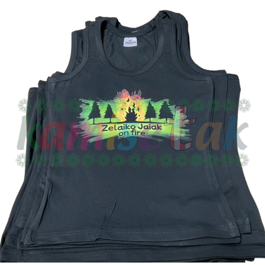 Camisetas negras de tirantes Zelaiko Jaiak on fire