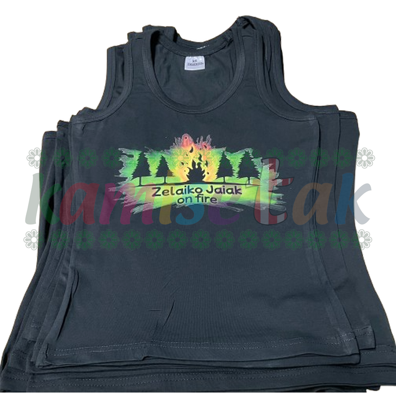 Camisetas negras de tirantes Zelaiko Jaiak on fire