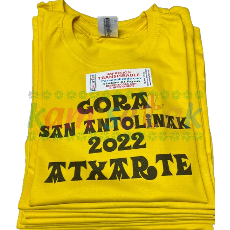 Camisetas amarillas de fiestas Gora San  Antolinak de Atxarte