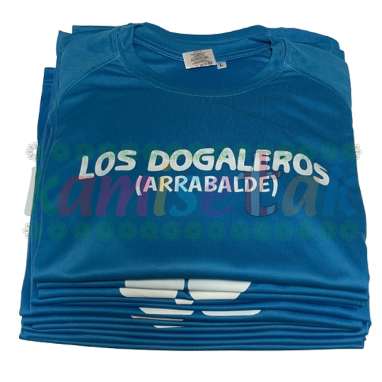 Camisetas azules de fiestas Los Dogaleros de Arrabalde