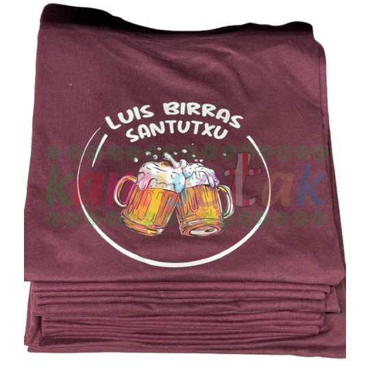 Camisetas burdeos de fiestas Luis Birras de Santutxu