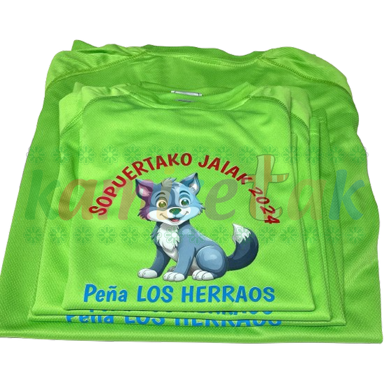 Camisetas técnicas verdes de fiestas Los Herraos