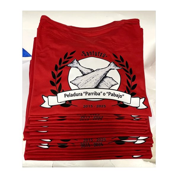 Camisetas cuadrilla "La peladura parriba..." de Santutxu